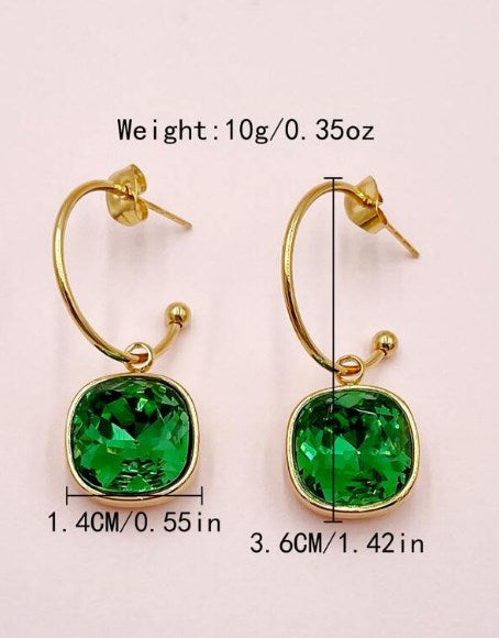 Ατσάλινα πράσινα σκουλαρίκια AT1734