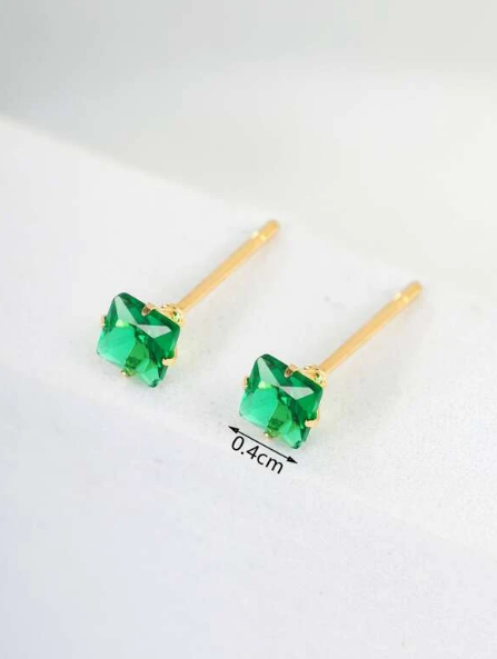 Καρφωτά πράσινα ατσάλινα σκουλαρίκια AT1804
