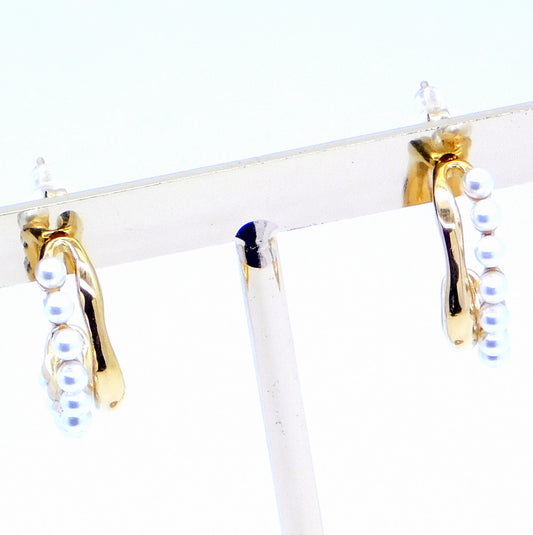 Ατσάλινα σκουλαρίκια με πέρλες AT2021